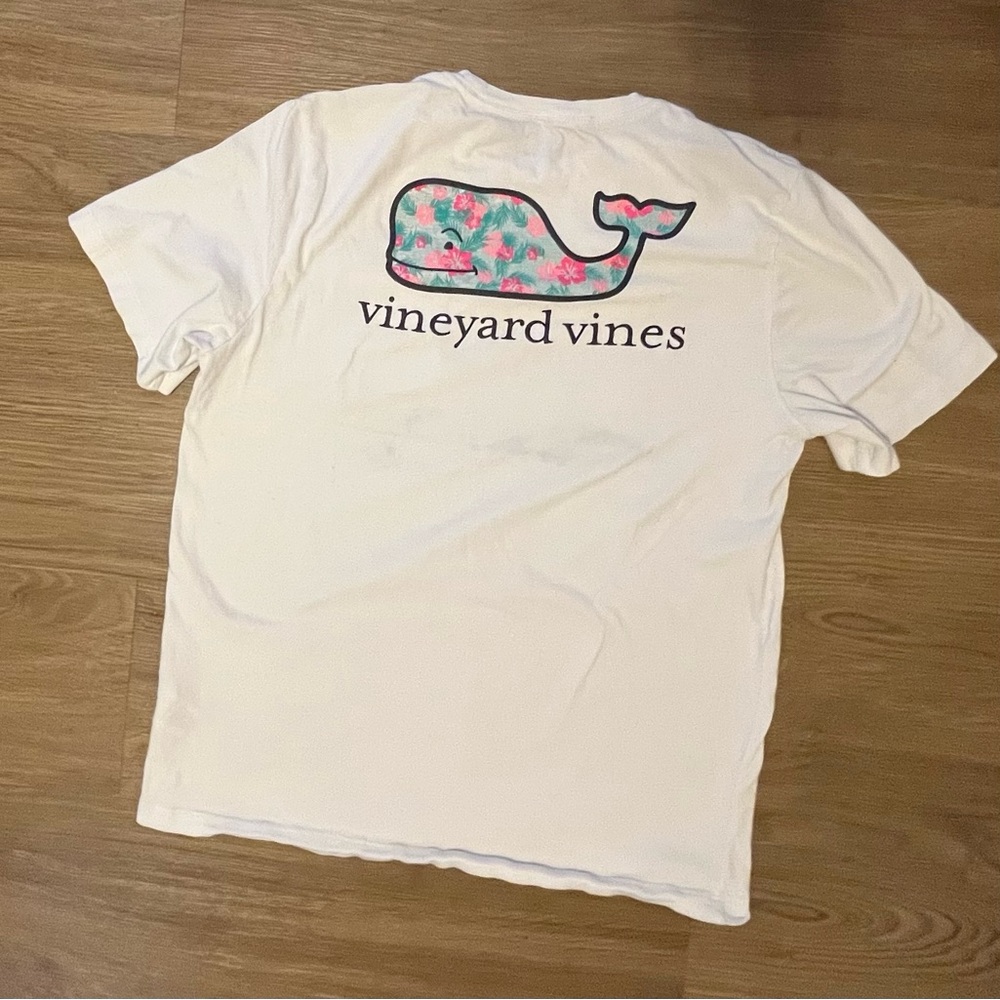Vineyard Vines White Tee with Floral Whale